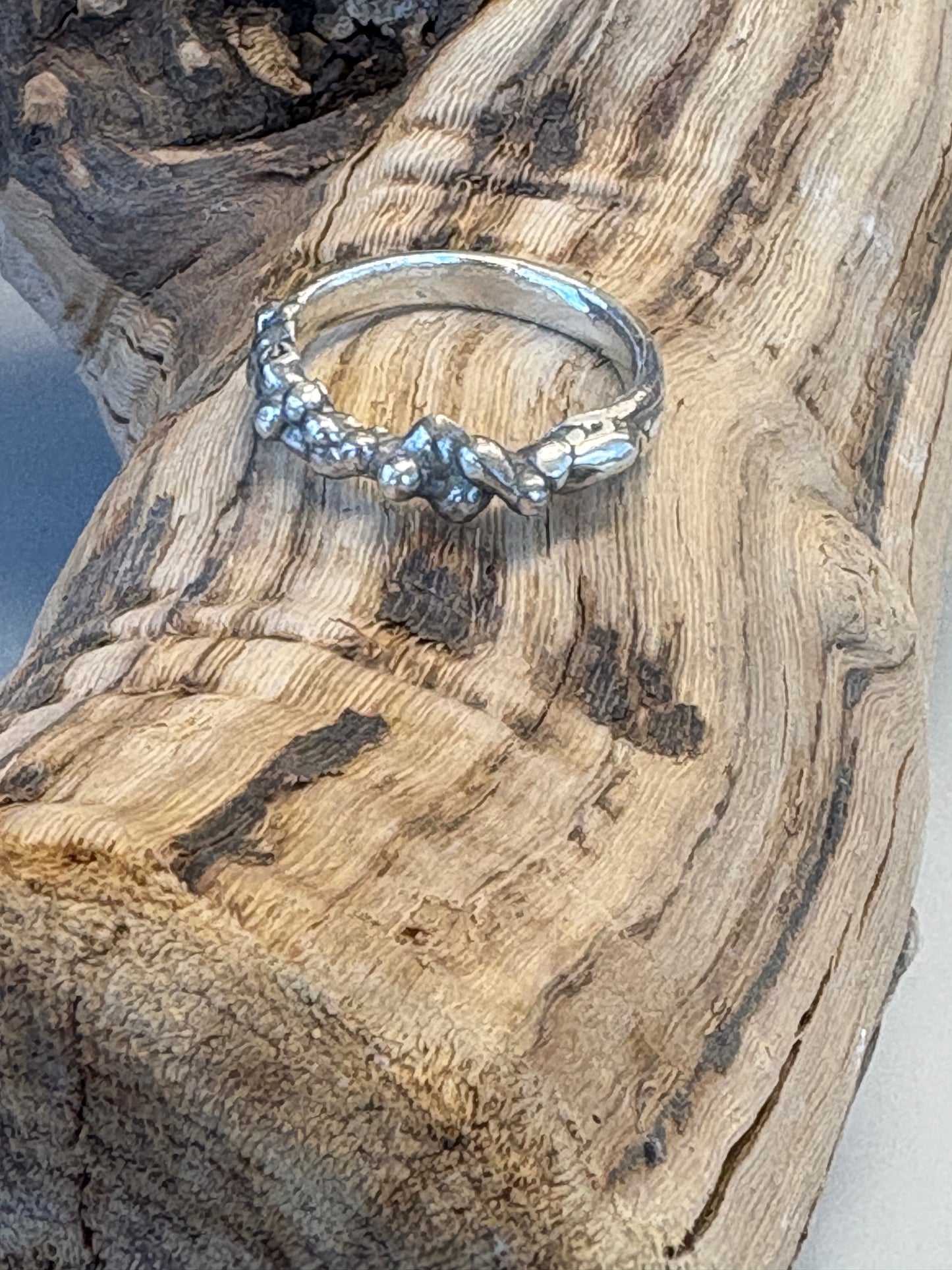 Lost wax casted, sterling silver ring.