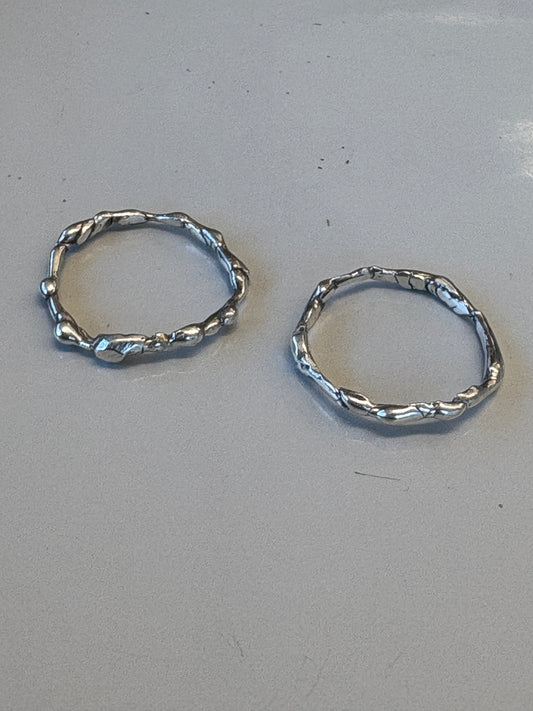 Sterling silver, lost wax casted, stacker rings.