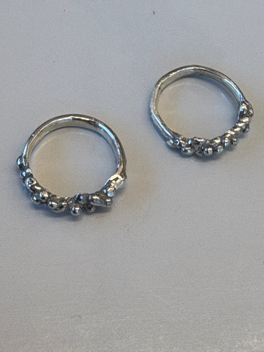 Lost wax casted, sterling silver ring.